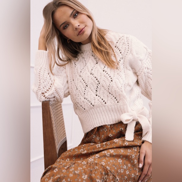 Petal & Pup Sweaters - ⭐️ NWT Petal & Pup Birdie Tie Side Knit Sweater Cream SMALL